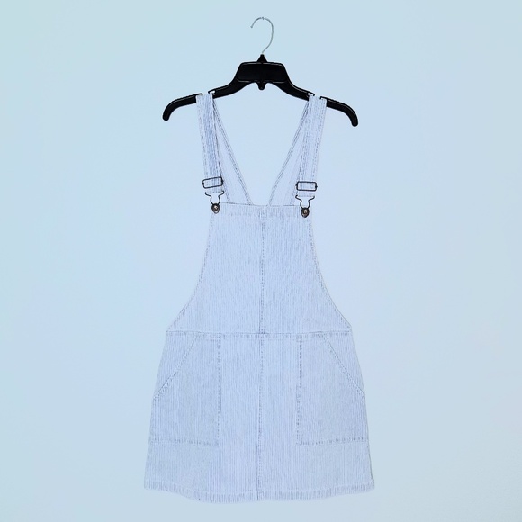 Altar’d State Summer Blue Mariposa Jumper Striped Overall Mini Dress - Picture 1 of 4